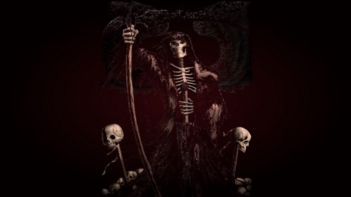 The Grim Reaper with skulls and wings