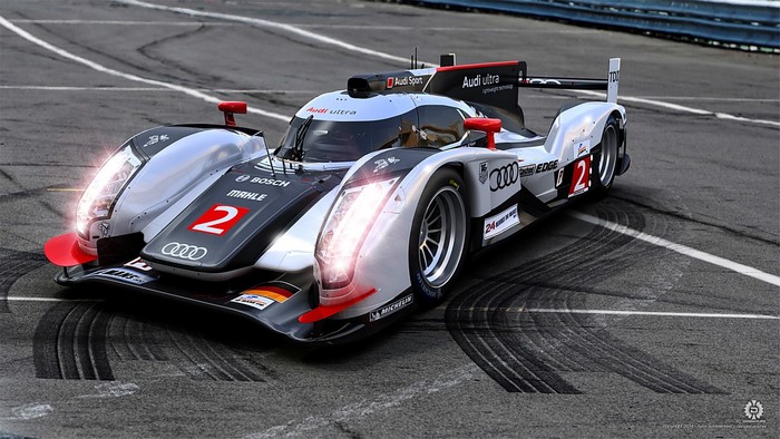 Audi R18 race car on track
