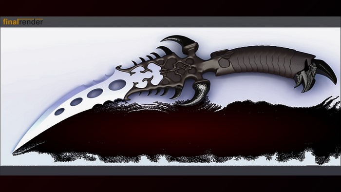 Fantasy dagger with ornate blade and handle