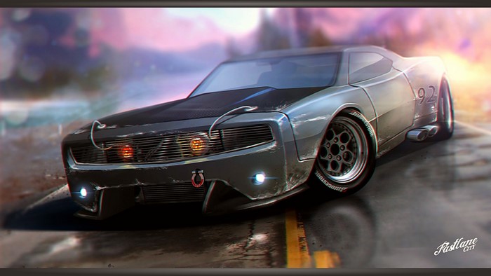 Customized race car with number 92
