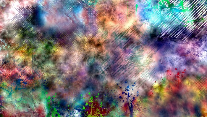 Abstract colorful paint splatters and lines