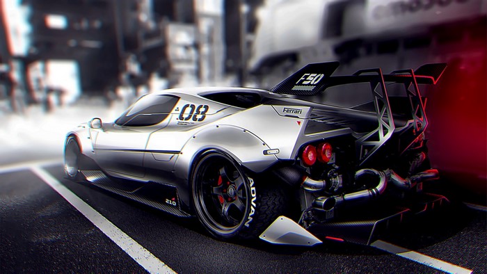 Modified Ferrari F50 with racing decals