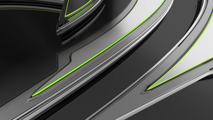 Abstract Metallic Shapes with Neon Green Accents