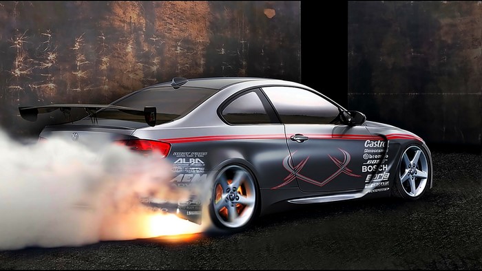 BMW M3 performing a burnout