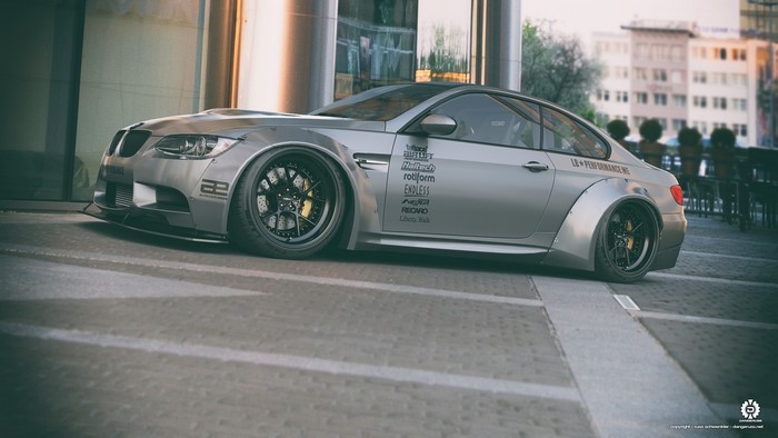 Modified BMW M3 Coupe with widebody kit