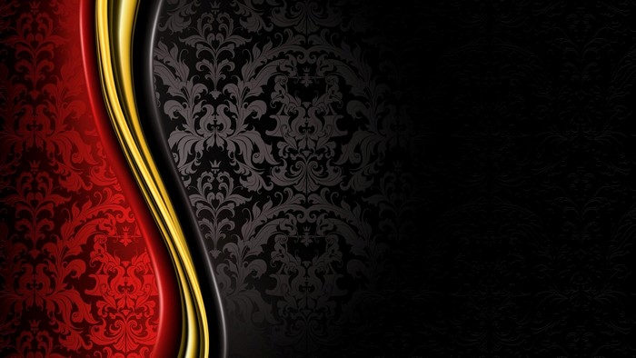 Red and Black Damask Pattern with Gold Wave