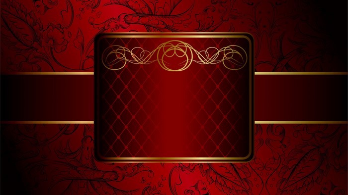Red ornate background with gold accents