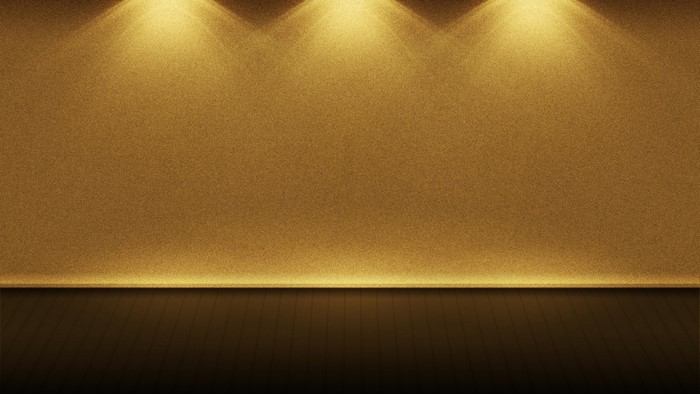 Golden Wall and Dark Floor with Spotlights