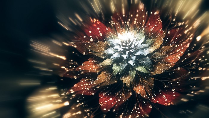 Abstract fractal flower with light streaks