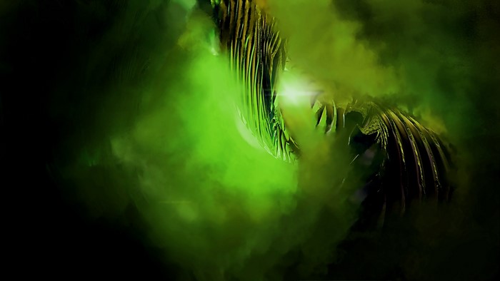 Abstract green swirling form