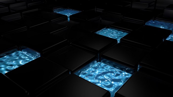 Black Cubes with Blue Water