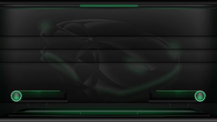 Dark futuristic interface with green accents