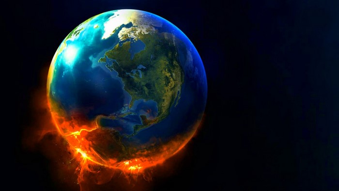 The Earth burning with fire