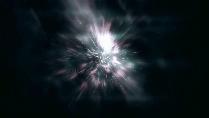 Explosion of light and particles