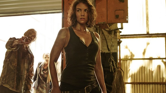 Maggie from The Walking Dead with zombies