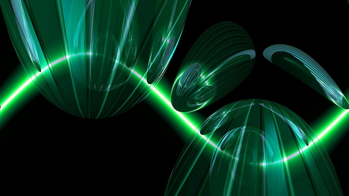 Abstract Green Futuristic Shapes with Neon Light