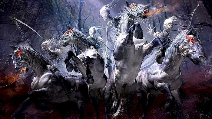 Four Horsemen of the Apocalypse riding horses