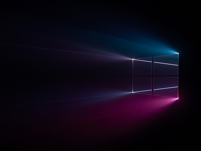 Windows logo, Blue, Dark, Windows 10, Pink
