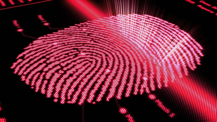 Red Fingerprint Scanner on Circuit Board