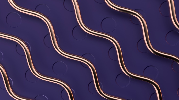 Golden Waves on Purple Background with Circles
