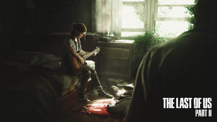Ellie from The Last of Us Part II playing guitar