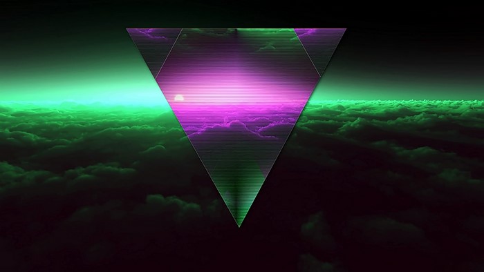 Triangle over clouds with sunset
