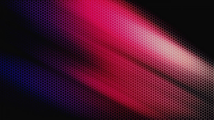 Hexagonal grid with pink and blue light