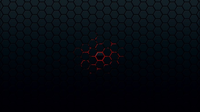 Dark Hexagonal Grid with Red Glow
