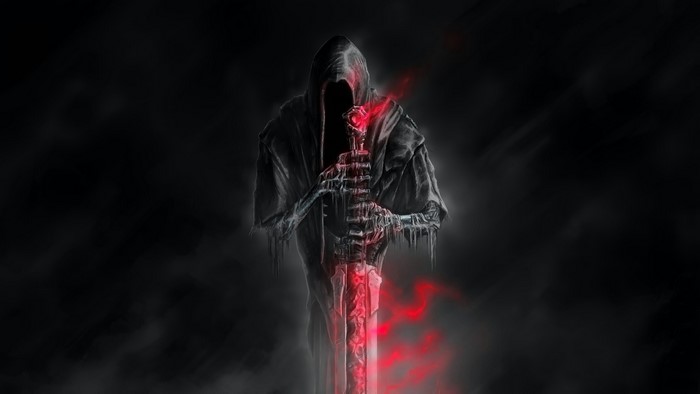 Grim Reaper holding a glowing sword