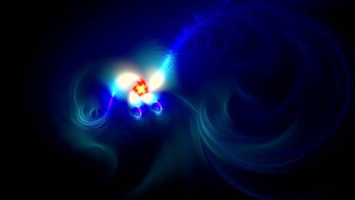 Abstract Blue and Yellow Fractal Bloom