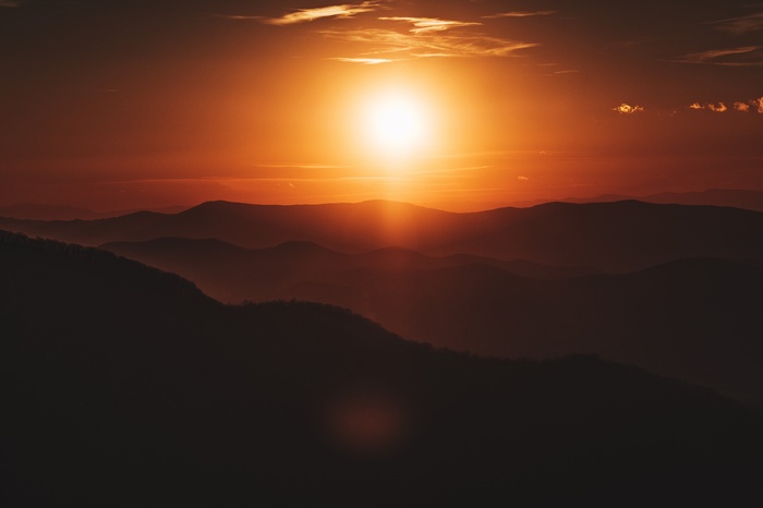 Sunset over mountains in Shenandoah National Park, Virginia