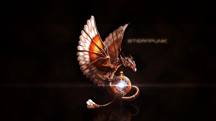 Steampunk dragon figurine with clockwork elements