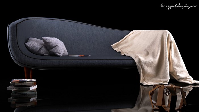 Chaise lounge with pillows and blanket