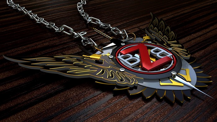 BZB logo pendant with wings and chain