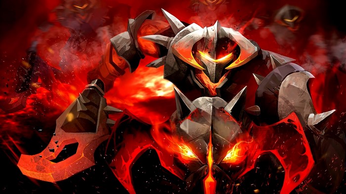 Demon with fiery body and armor