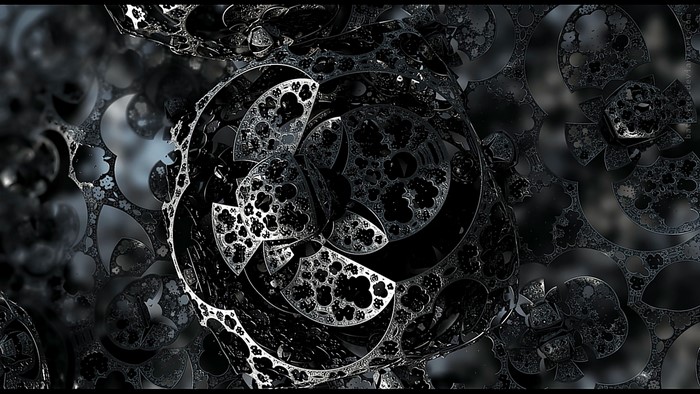 Abstract fractal art with metallic textures