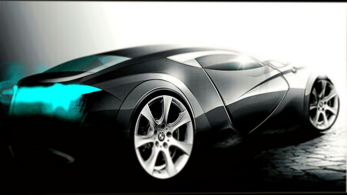 BMW concept car with blue exhaust
