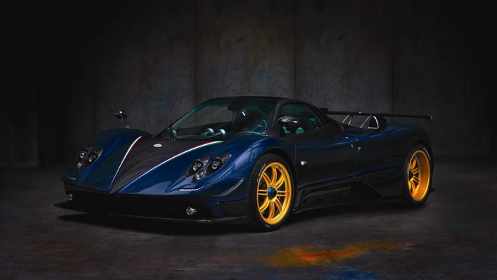 Blue Pagani Zonda Supercar with Gold Wheels