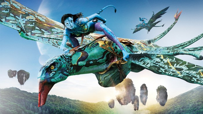 Neytiri riding a Banshee from Avatar