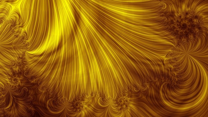 Golden fractal pattern with swirling lines