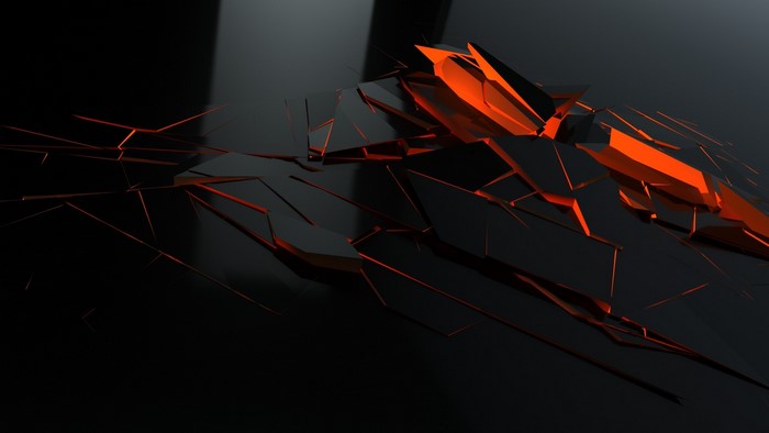 Abstract black and orange shattered surface