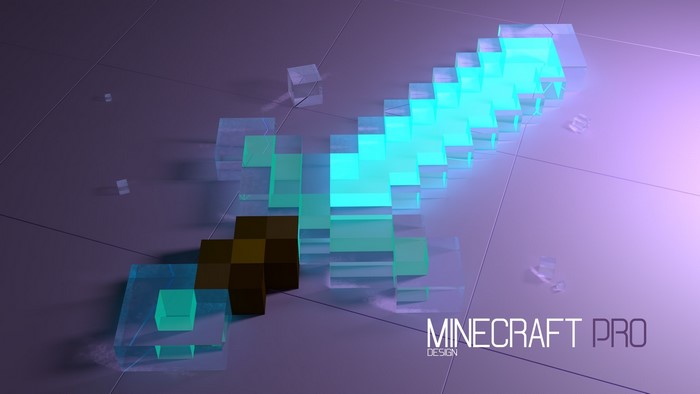 Minecraft Diamond Sword with "MINECRAFT PRO DESIGN" text