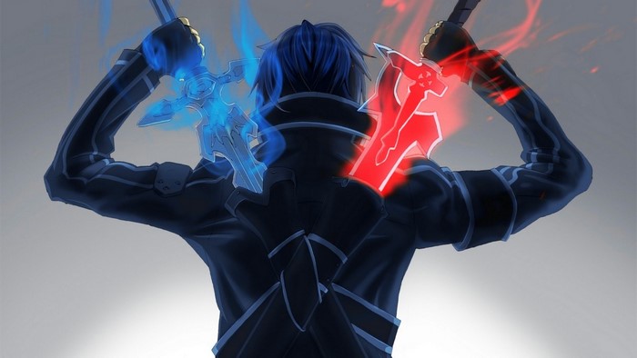 Kirito from Sword Art Online with two swords