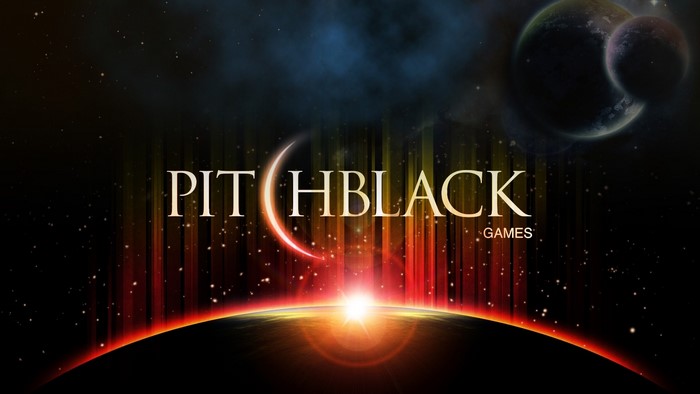 Pitch Black Games logo with space background
