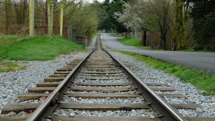 Railroad Tracks in a Green Landscape