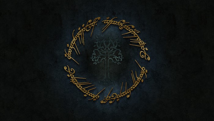 Lord of the Rings Gold Logo with Tree