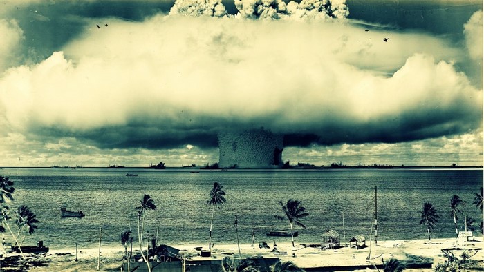 Nuclear Bomb Test Mushroom Cloud Over Ocean