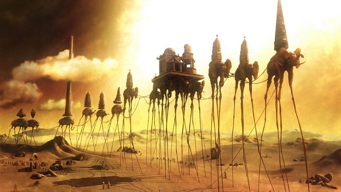 Salvador Dali's Elephants in a Desert Landscape