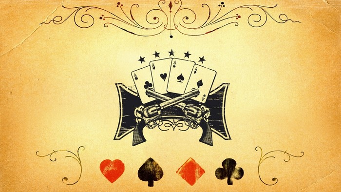 Four Aces and Crossed Revolvers Poker Art