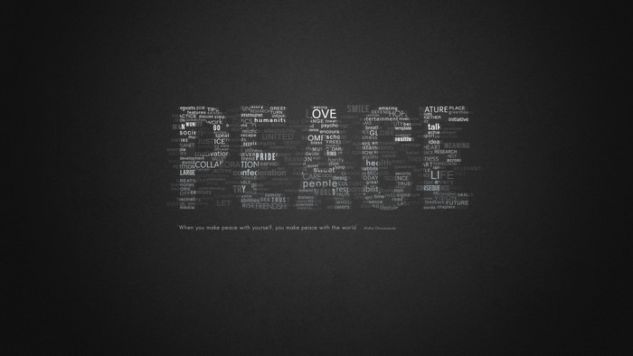 Peace word cloud with quote